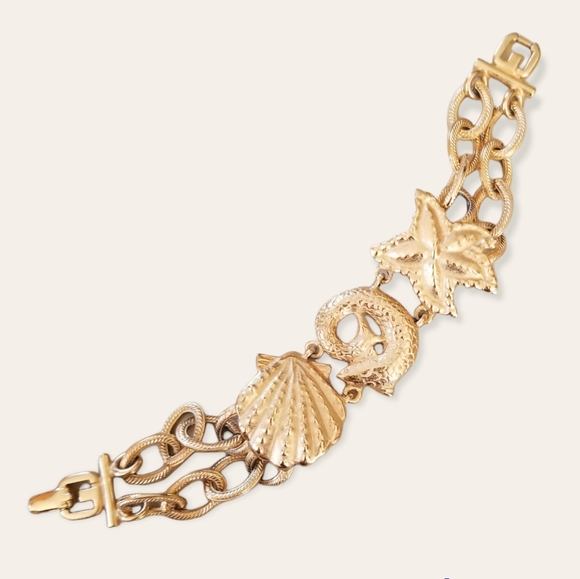 Vintage Diane Von Furstenberg Runway Couture Gold Tone Nautical Bracelet - Picture 11 of 16